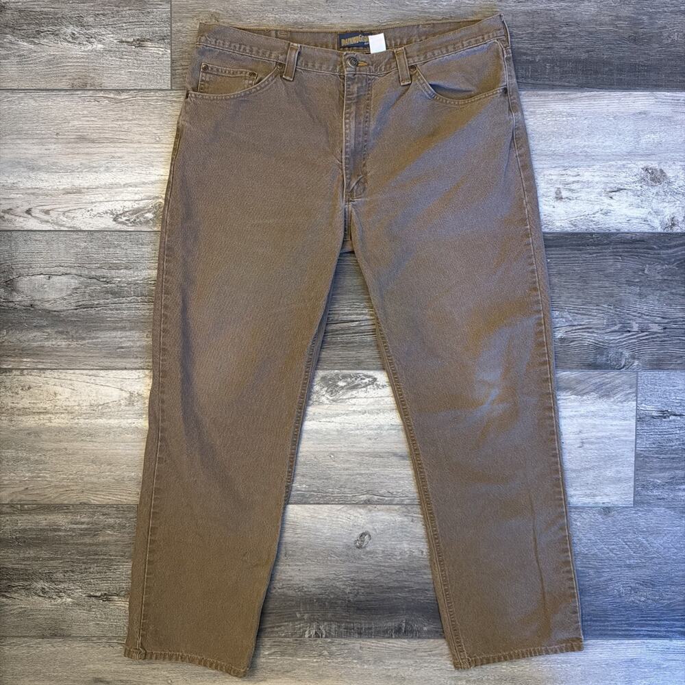 Diamond Gusset Men's Jeans 39x32 38x32 Tan Brown Heavy Denim Cotton Work Wear